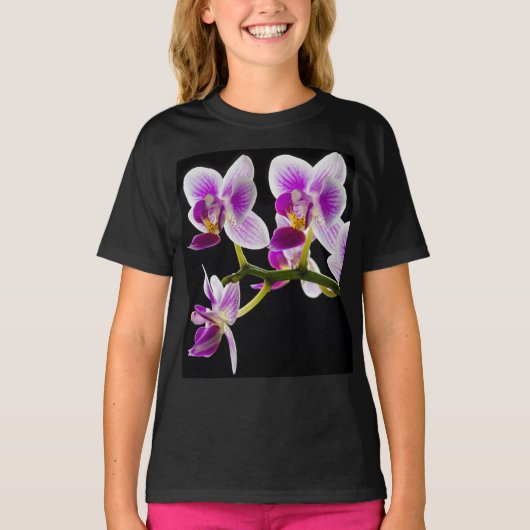 白と紫の蘭 Tシャツ (正面)