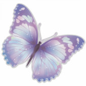 白と紫の蝶のカスタムカットのビニル シール (正面)