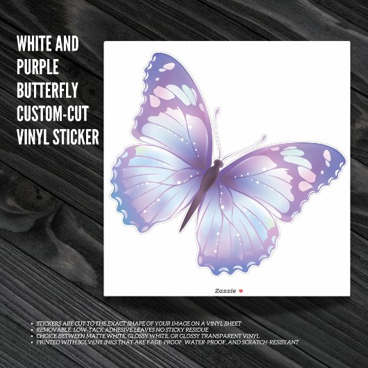 白と紫の蝶のカスタムカットのビニル シール