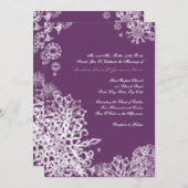 白と紫の雪片結婚式招待状3 招待状 (正面/裏面)