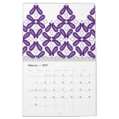 白と紫のmを使った左右対称の模様 カレンダー (2月 2027)