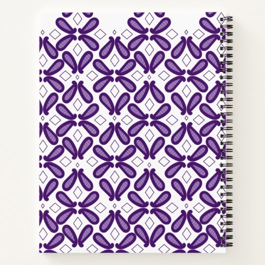 白と紫のmを使った左右対称の模様 ノートブック (裏面)