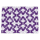 白と紫のmを使った左右対称の模様 ラージペーパーバッグ (正面)