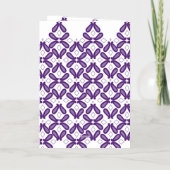 白と紫のmを使った左右対称の模様 箔グリーティングカード (裏面)
