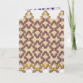 白と紫のmを使った左右対称の模様 箔グリーティングカード (正面)