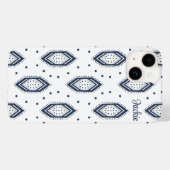 白と紺の六角パターン Case-Mate iPhoneケース (裏面 (横))