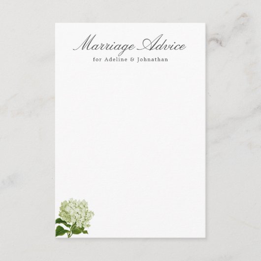 白と緑あじさい結婚アドバイス エンクロージャーカード (正面)