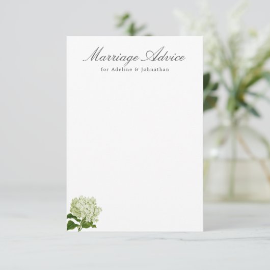 白と緑あじさい結婚アドバイス エンクロージャーカード (スタンド正面)