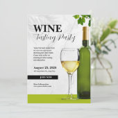 白と緑のエレガントなワイン テイスティング パーティー 招待状 (スタンド正面)