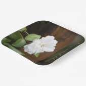 白と緑のエレガント四角 ペーパープレート (傾斜あり)