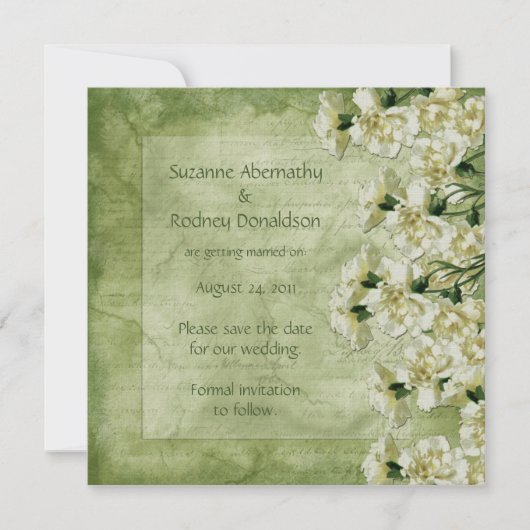 白と緑のカーネーション Save The Date セーブザデート (正面)