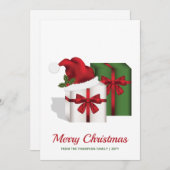 白と緑のギフトボックスとカスタム文字 シーズンカード (正面/裏面)