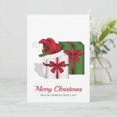 白と緑のギフトボックスとカスタム文字 シーズンカード (スタンド正面)