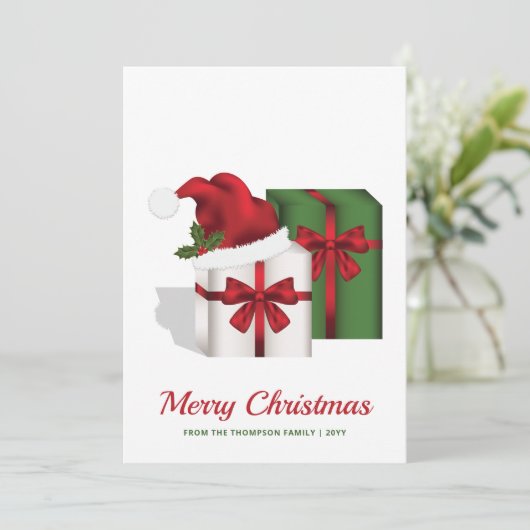 白と緑のギフトボックスとカスタム文字 シーズンカード (スタンド正面)