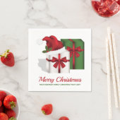 白と緑のギフトボックスとカスタム文字 スタンダードカクテルナプキン (インサイチュ)