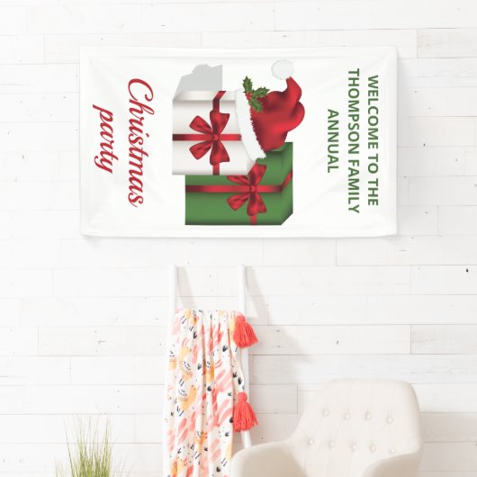 白と緑のギフトボックスとカスタム文字 横断幕 (インサイチュ)