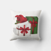 白と緑のギフトボックスとサンタハット クッション (裏面)