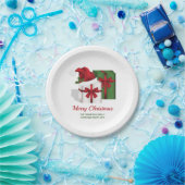 白と緑のギフトボックスとサンタハット ペーパープレート (パーティー)