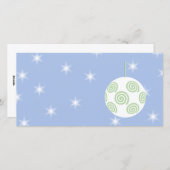 白と緑のクリスマスバウブル。スターリーブルー。 シーズンカード (正面/裏面)