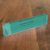 白と緑のグリッター デスクネームプレート (側面)