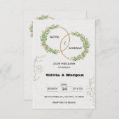 白と緑のシンプルなお知らせ招待状 招待状 (正面/裏面)