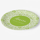 白と緑のタラベラブライダルシャワー ペーパープレート (アングル)