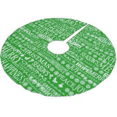 白と緑のチョークがクリスマスの挨拶に溺れる ブラッシュドポリエステルツリースカート (アングル)