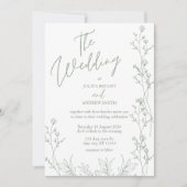 白と緑のトレンディー結婚式招待状 招待状 (正面)