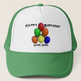 白と緑のハッピーバースデー名はこちら文字 キャップ