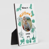 白と緑のハロウィーンの誕生日パーティーへようこそ フォトプラーク (側面)