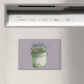 白と緑のバケツとラベンダーの花 マグネット (インサイチュ (食洗機))