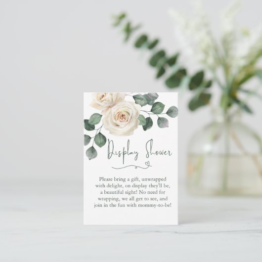 白と緑のバラ表示シャワー エンクロージャーカード (スタンド正面)