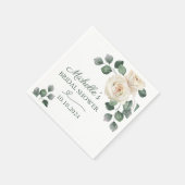 白と緑のバラ スタンダードカクテルナプキン (角)