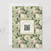 白と緑のフローライスラーム結婚ズ 招待状 (裏面)