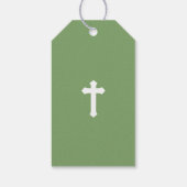 白と緑のフローラクロスファースト聖餐式 ギフトタグ (裏面)