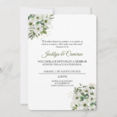 白と緑のフローラスペインの結婚式招待状 招待状 (正面)
