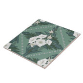 白と緑のフローラタイル タイル (側面)