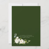 白と緑のフローラ写真の卒業 招待状 (裏面)