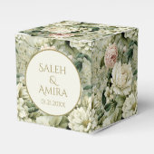 白と緑のフローラ結婚の砂糖クッキー フェイバーボックス (正面サイド)