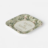 白と緑のフローラ結婚の砂糖クッキー ペーパープレート (傾斜あり)