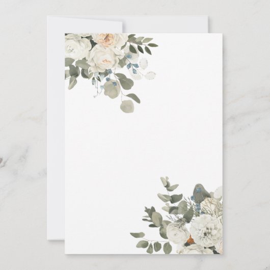 白と緑のフローラAqeeqahの儀式 招待状 (裏面)