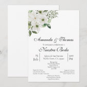 白と緑のブーケ結婚式招待状 招待状 (正面/裏面)