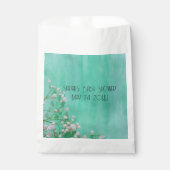 白と緑のベビーで開花ベビーシャワー フェイバーバッグ (正面)