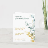 白と緑のベビーシャワー招待状 招待状 (裏面)