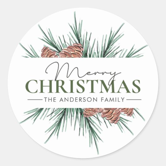 白と緑のミニマリスト ラウンドシール (正面)