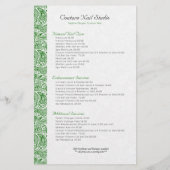 白と緑のヴィンテージ ペイズリー チラシ (裏面)