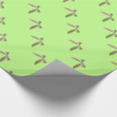 白と緑の弓、明るい緑の背景 ラッピングペーパー (角)