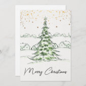 白と緑の手がキュートなメリークリスマス シーズンカード (正面/裏面)