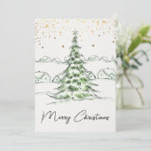 白と緑の手がキュートなメリークリスマス シーズンカード (スタンド正面)