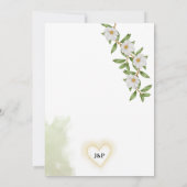 白と緑の水の色のフローラ結婚 セーブザデート (裏面)